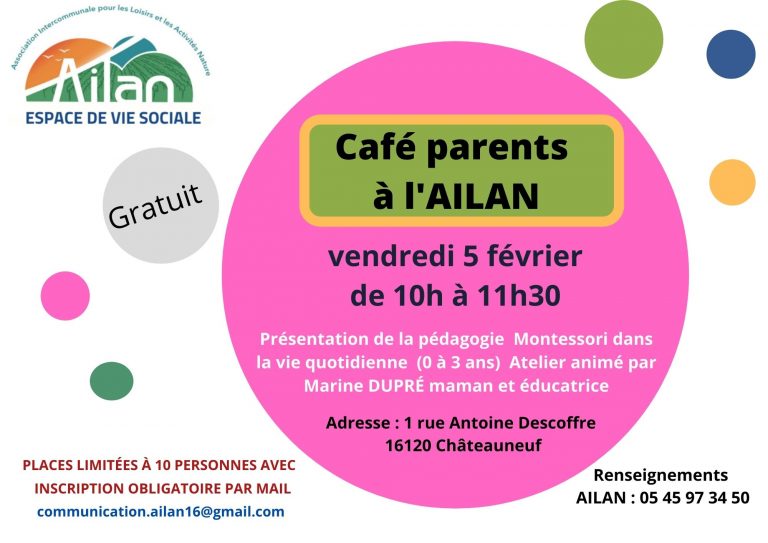 Café parents parents à l&rsquo;AILAN le vendredi 5 février de 10h à 11h30