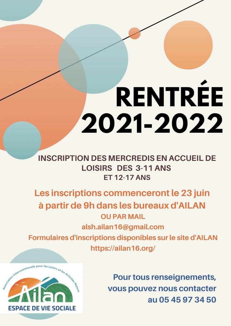 RENTRÉE 2021-2022 INSCRIPTION DES MERCREDIS ACCUEIL DE LOISIRS