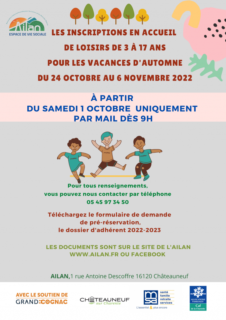 Inscription accueil de loisirs pour les vacances d&rsquo;automne