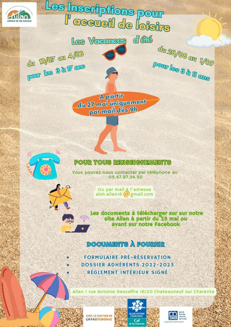 Inscription vacances d&rsquo;été 2023 en accueil de loisirs